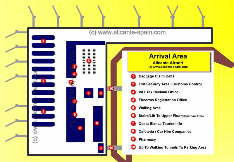 Alicante Airport Arrival Area Map