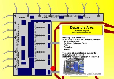 Bus Stop Alicante Airport to Benidorm, Calpe, Denia, Torrevieja Buses