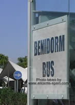 sign of benidorm bus stop at the airport of alicante