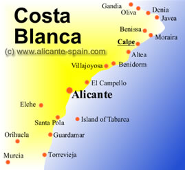 Picture of a map of Calpe and the Costa Blanca