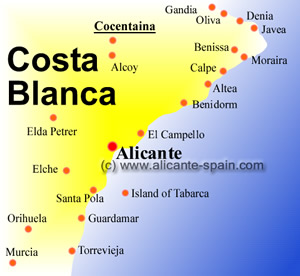 Map of Cocentaina Costa Blanca Spain