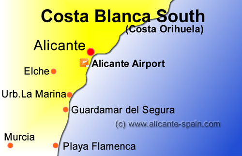 Alicante Airport to Guardamar del Segura, Urb. La Marina and Playa ...