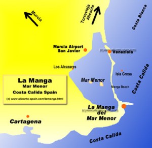 Map of La Manga del Mar Menor