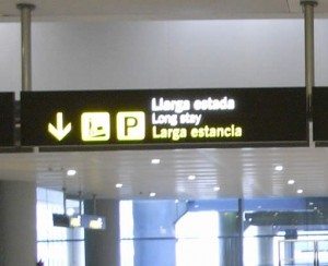 Long term parking sign at Alicante airport