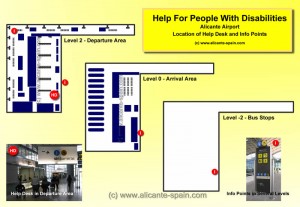 Map of Service Points for People with Disabilities at Alicante Airport