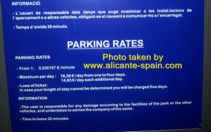 Parking rates at alicante airport February 2012