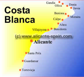 Beach map of Spain